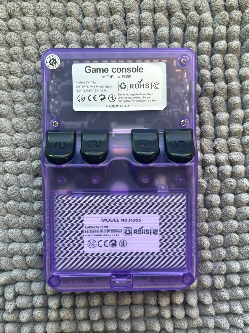 Transparent Purple Handheld Game Console -